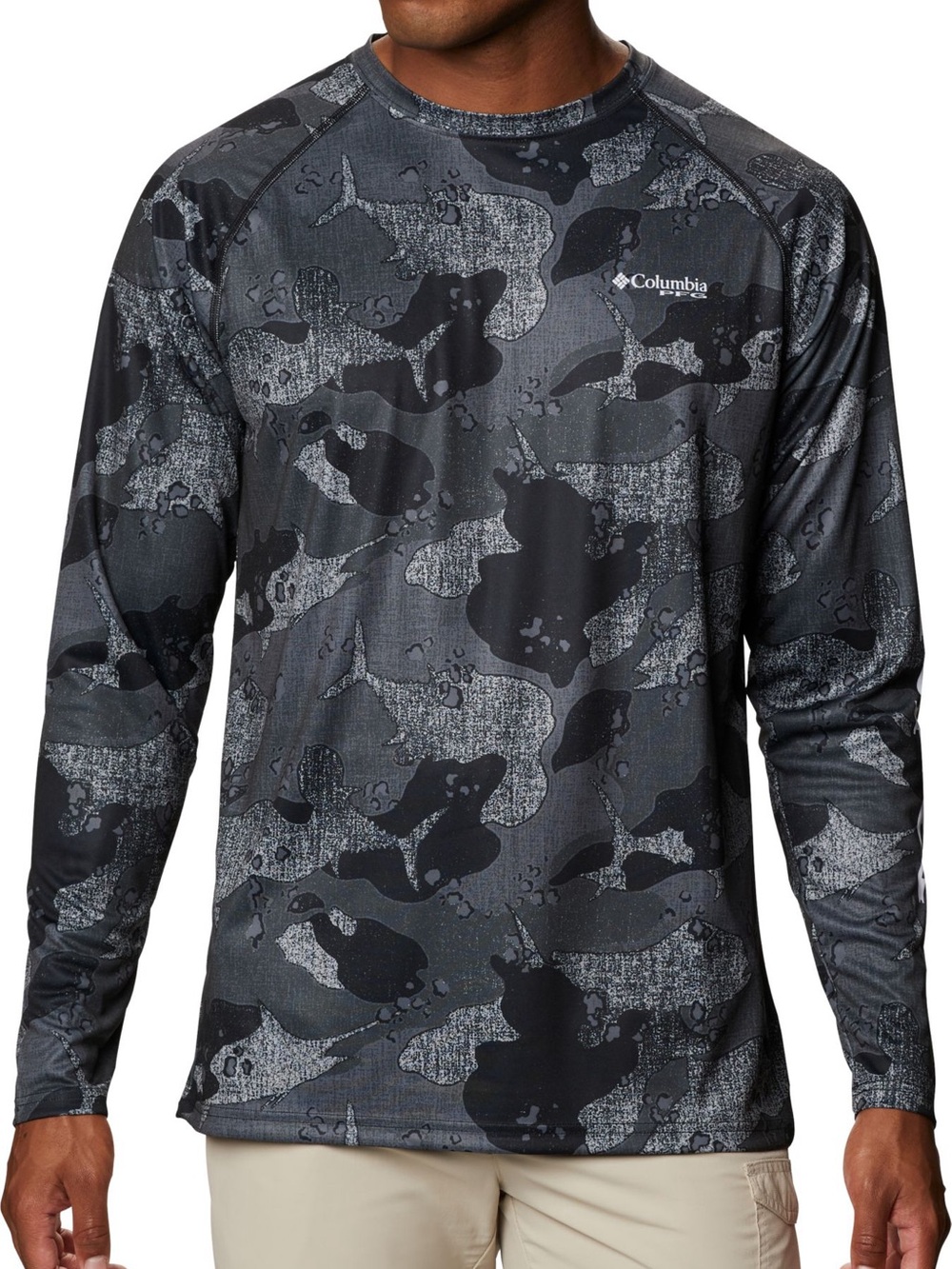 COLUMBIA Super Terminal Tackle Long Sleeve Shirt Size XL Black/Grey